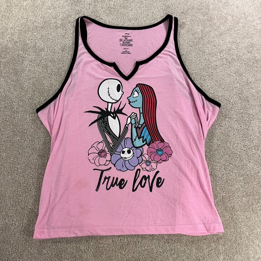 Disney Nightmare Before Christmas Tank Top Womens 3X Pink Jack Sally Love
